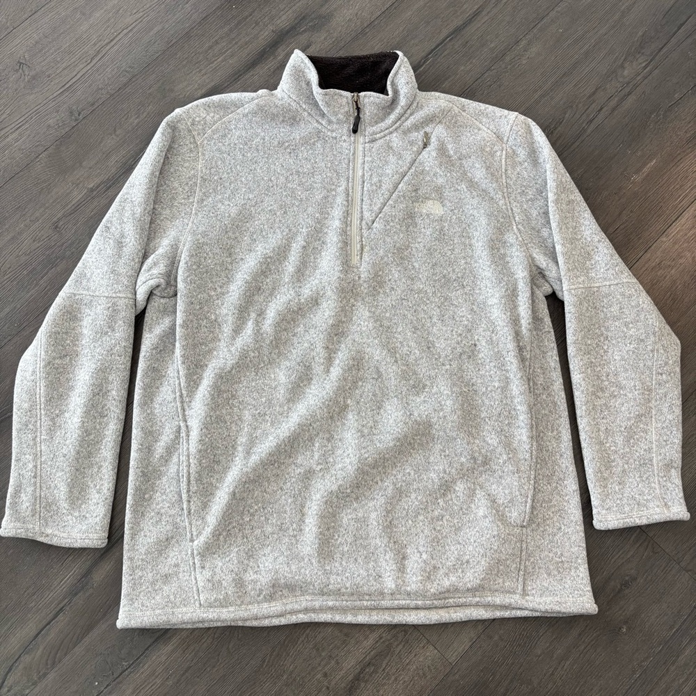 The North Face Men's 2XL 1/4 Zip Pullover Heathered Fleece Lined Sweater